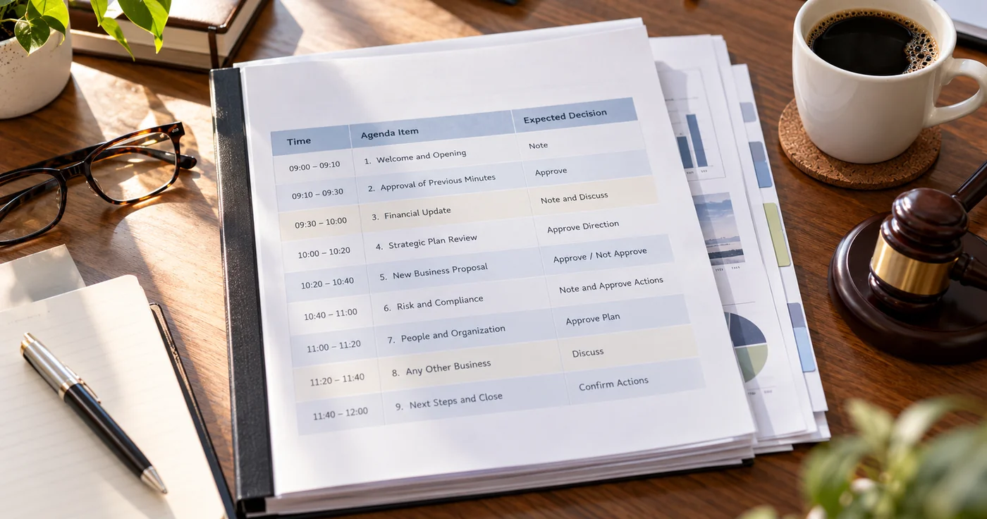 Board Meeting Agenda Template for Better Decisions