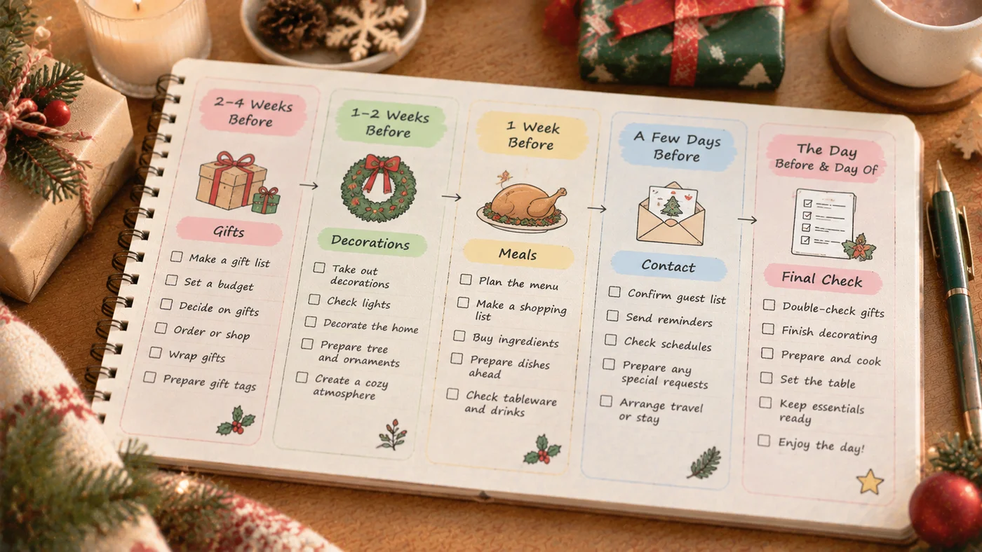 クリスマス準備は贈り物と当日の予定を分けて管理する