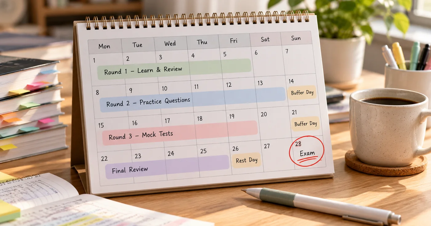 An Exam Study Plan Template With Catch-Up Time