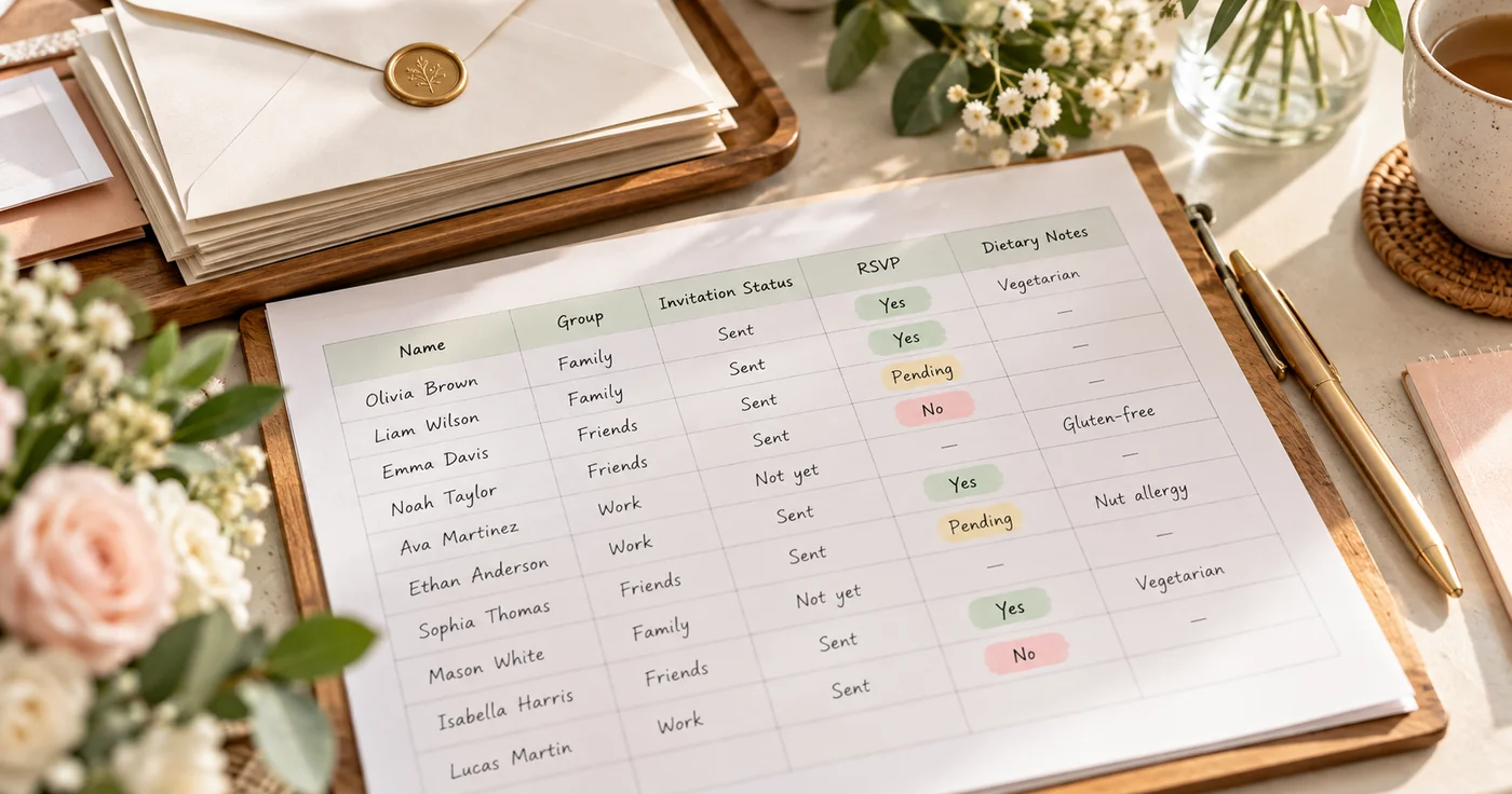 How to Organize a Wedding Guest List and RSVP Notes