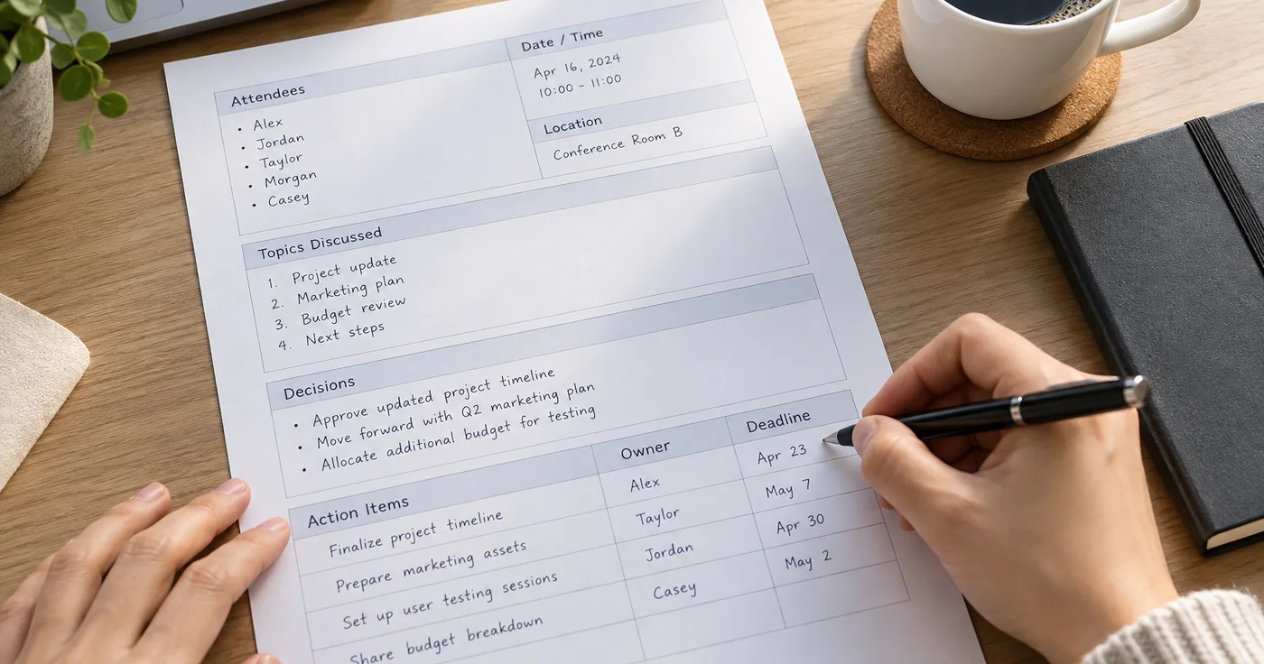 How to Write Meeting Minutes With a Clear Format
