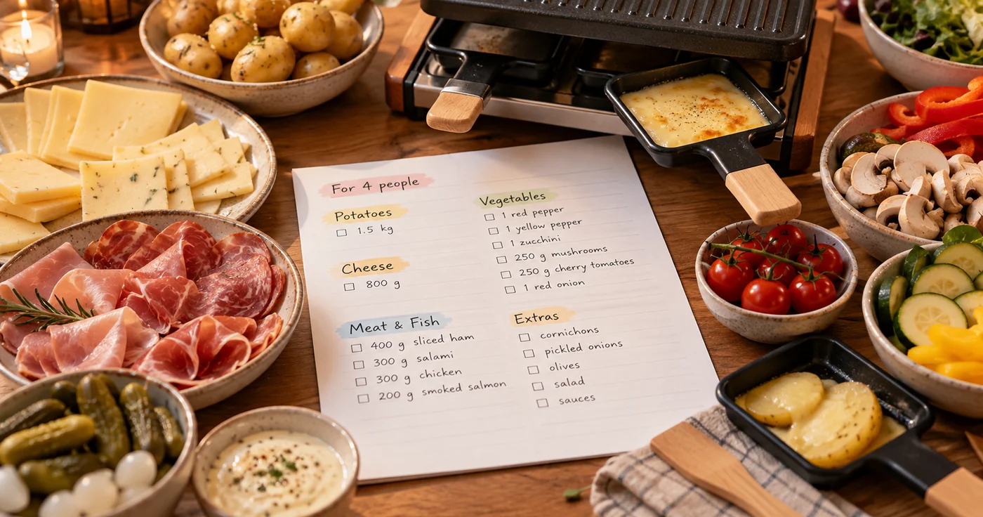 Raclette Einkaufsliste: Was und wie viel kaufen?