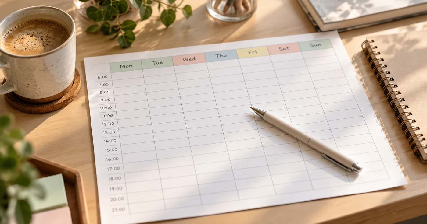 Wochenplan Vorlage: die Woche auf einen Blick