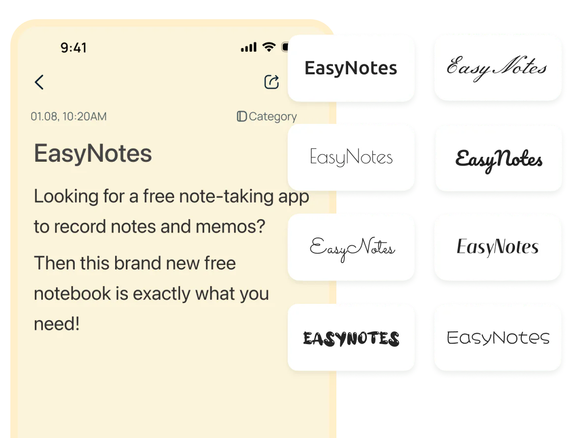Different note fonts available in EasyNotes
