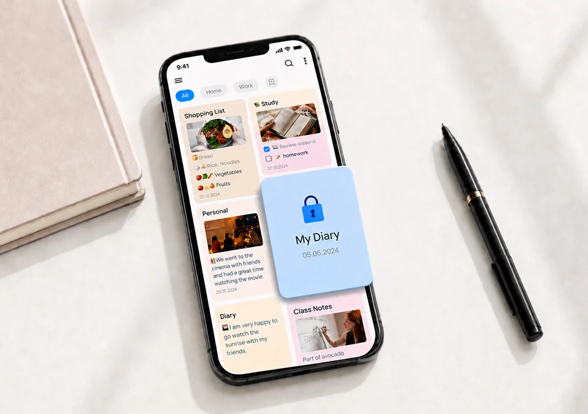 Locking a private note in EasyNotes