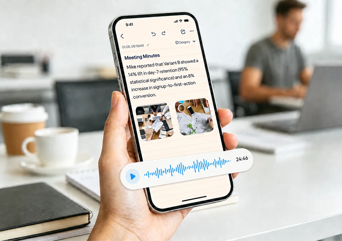 Recording a voice note in EasyNotes